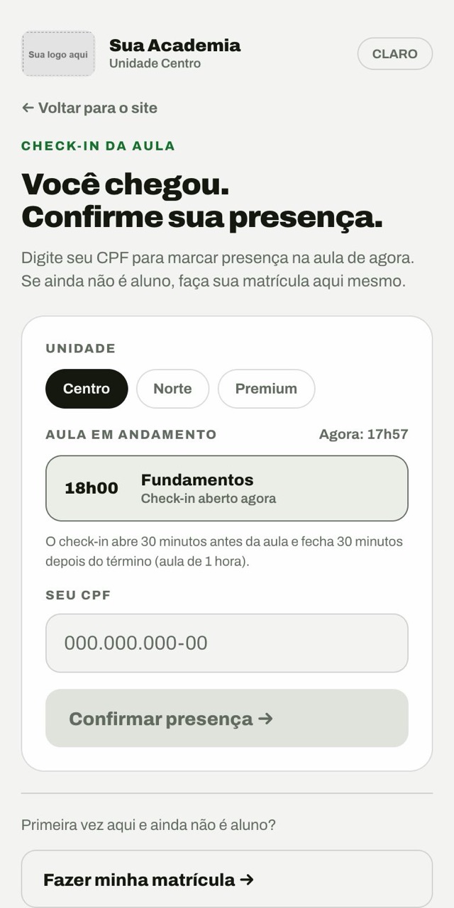 Check-in da aula pelo QR code